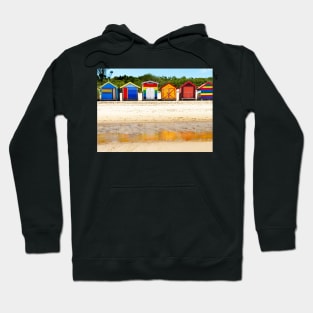 Bathing Boxes and reflection, Brighton Beach Hoodie